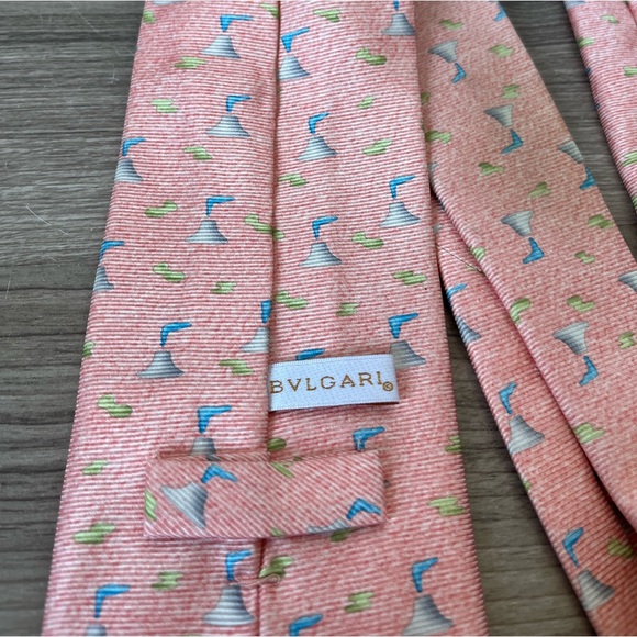 BVLGARI TIE Pink Peach 100% Silk - Picture 4 of 9